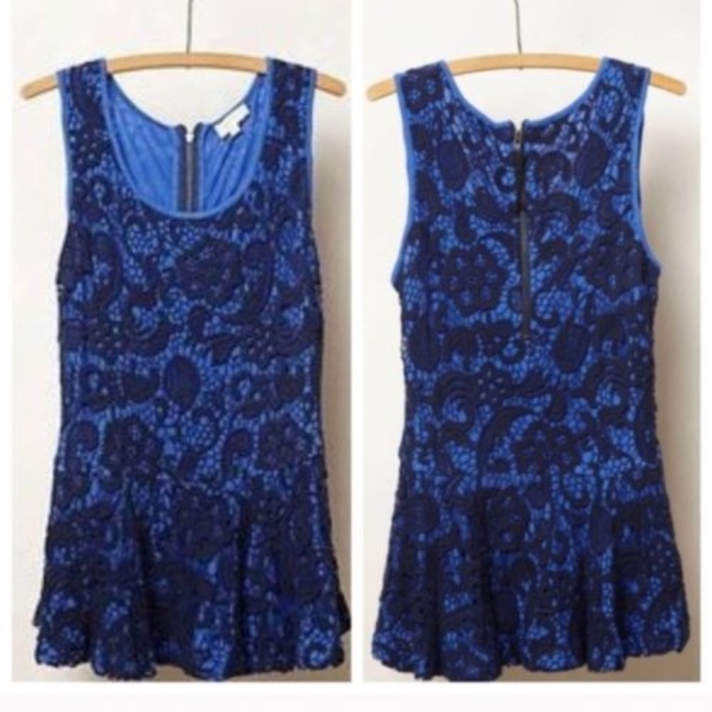 Anthropologie Meadow Rue Emilia Peplum Lace Shirt